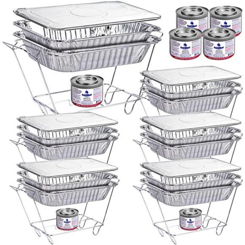 Foldable Chafing Dishes Disposable Buffet Set - Set of 6/36pc Half-Sized (9x13)